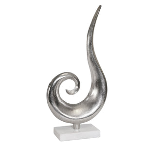 Aluminum Sculpture On Marble,19" Silver - ReeceFurniture.com