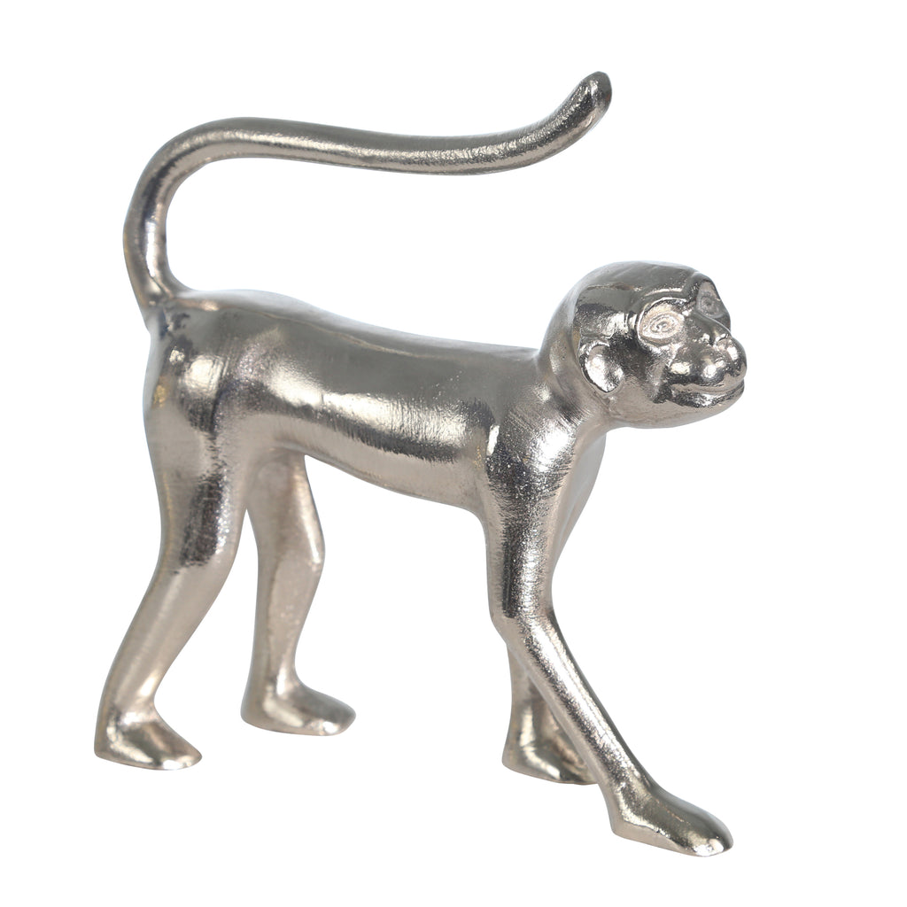 Aluminum Walking Monkey, 10" Silver - ReeceFurniture.com
