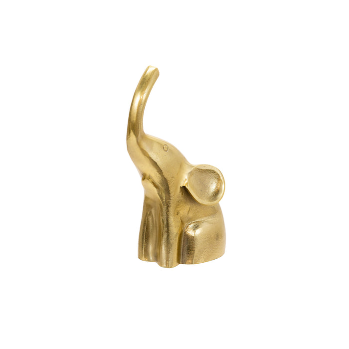 Aluminum Sitting Elephant, 10", Gold