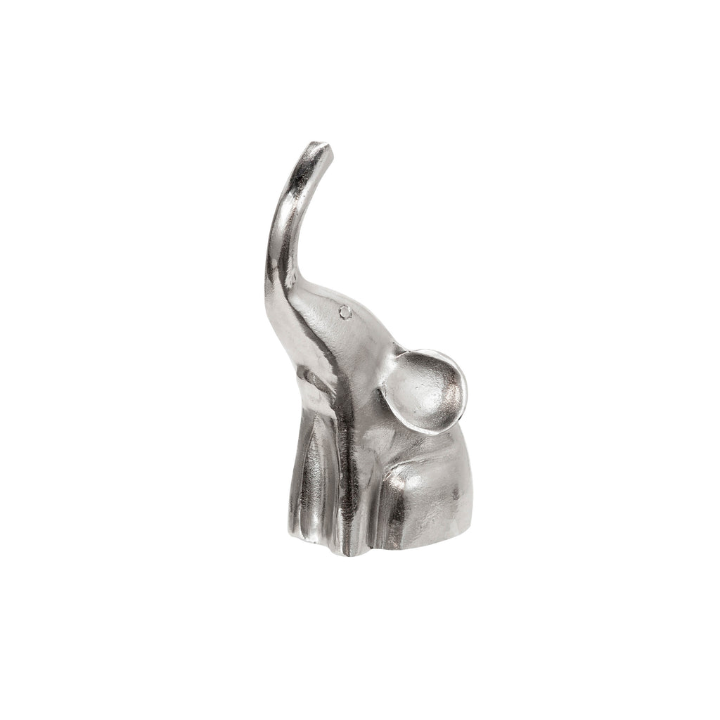 Aluminum Sitting Elephant, 10", Silver - ReeceFurniture.com