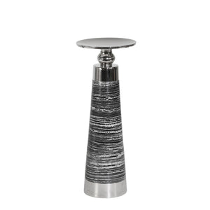 Aluminum 11" Pillar Holder, Black/Silver - ReeceFurniture.com