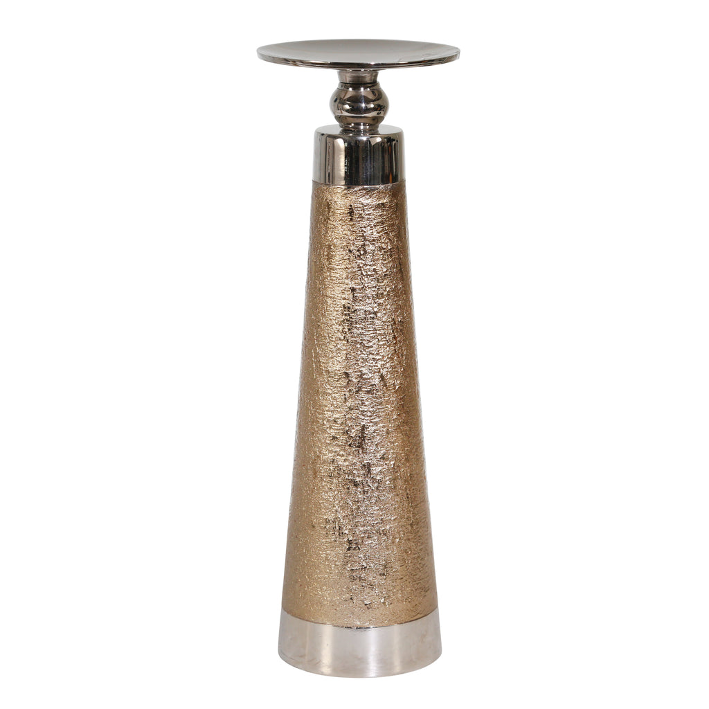Aluminum 13" Pillar Holder, Gold/Silver - ReeceFurniture.com