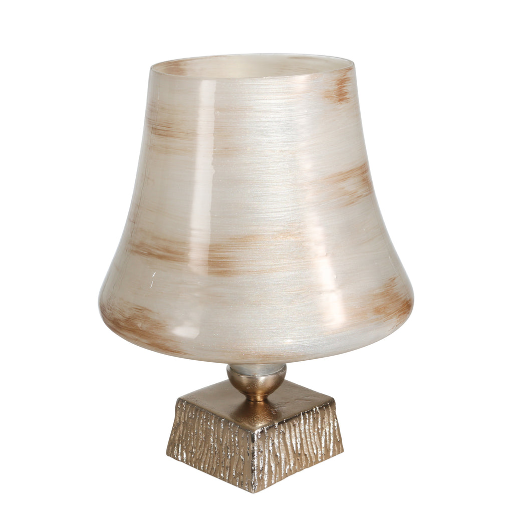 Glass 15" Hurricane On Stand,Opal - ReeceFurniture.com