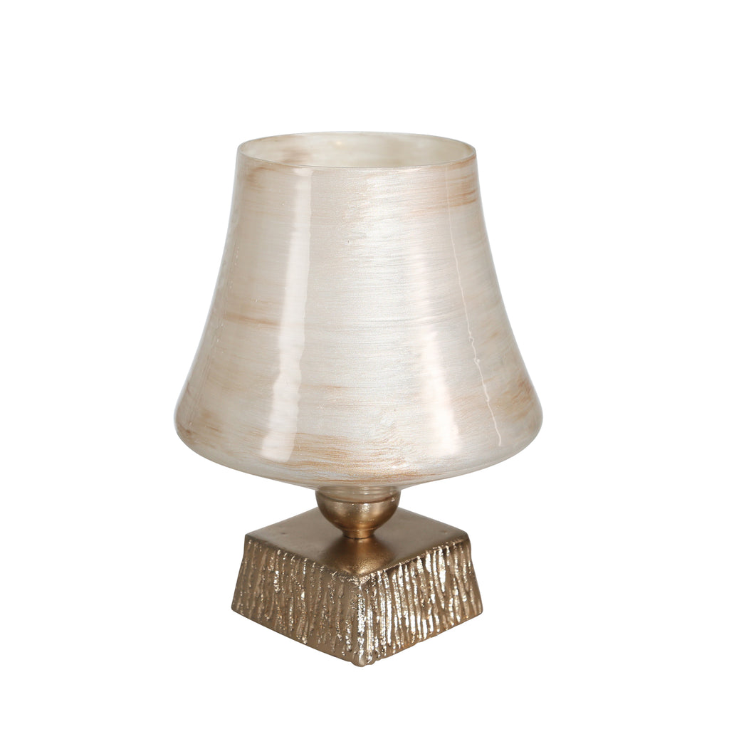Glass 12" Hurricane On Stand,Opal - ReeceFurniture.com
