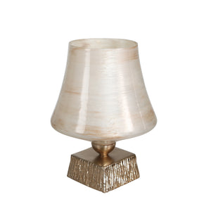 Glass 12" Hurricane On Stand,Opal - ReeceFurniture.com