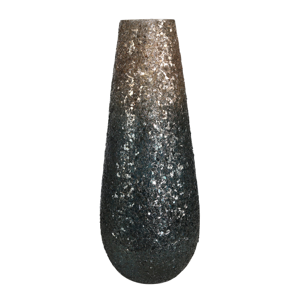Glass 18" Vase, Blue Mosaic - ReeceFurniture.com