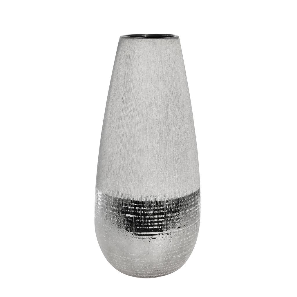 Ceramic 20" 2 Tone Vase, Gray - ReeceFurniture.com