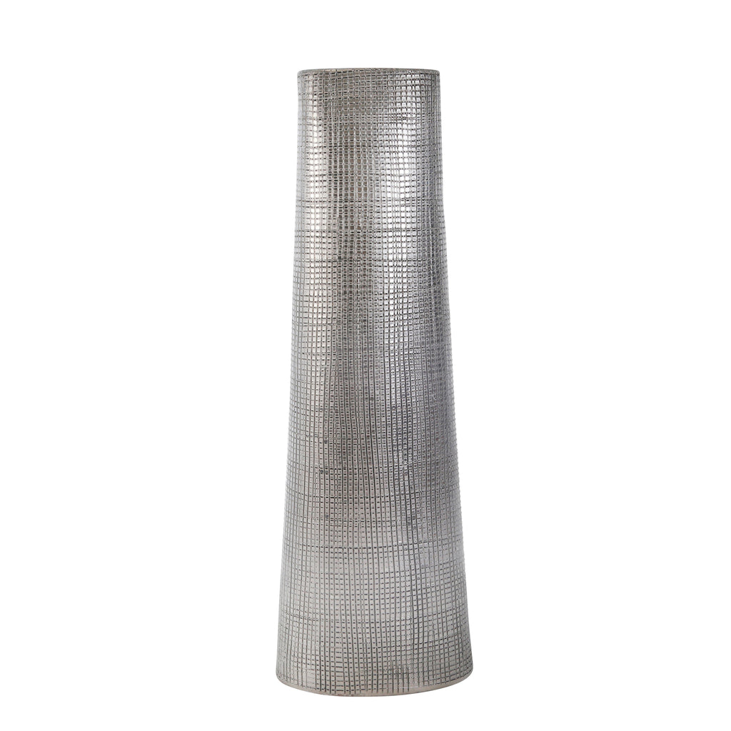 Ceramic 24" Cone Vase, Silver - ReeceFurniture.com