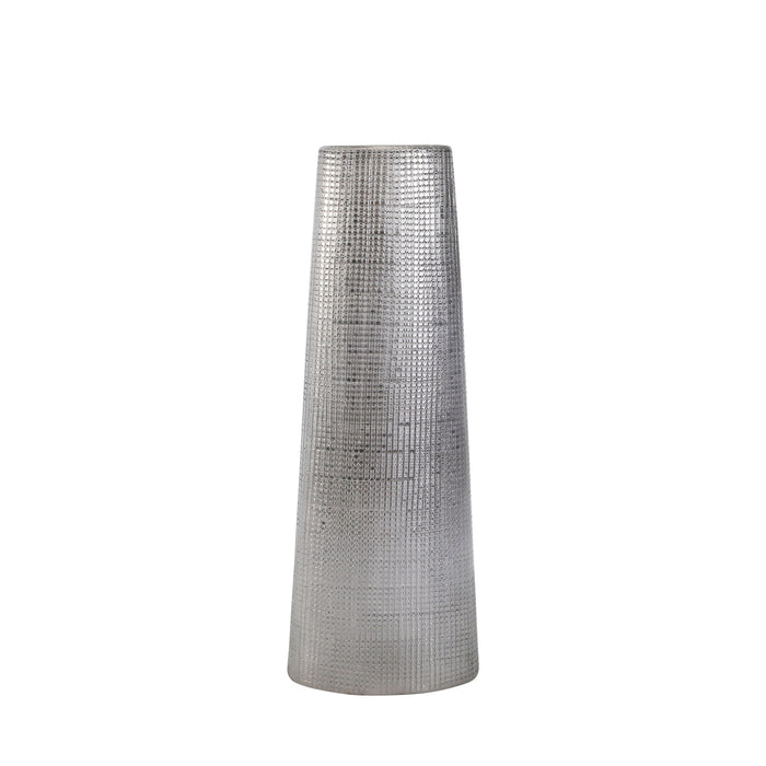 Ceramic 20" Cone Vase, Silver