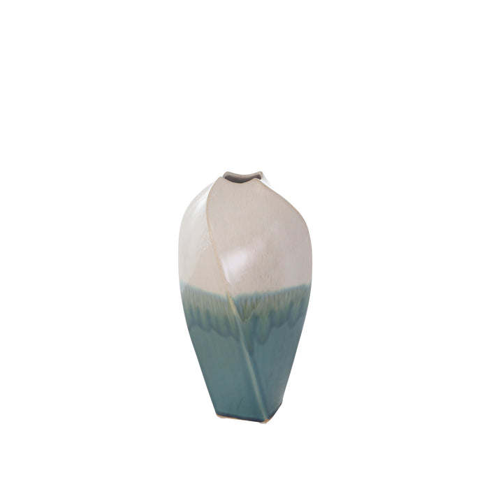Ceramic 12" Twistvase, White/Blue