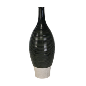 Ceramic 20" Bottle Vase, Green - ReeceFurniture.com
