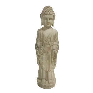 Ceramic 35" Standing Buddha, White - ReeceFurniture.com