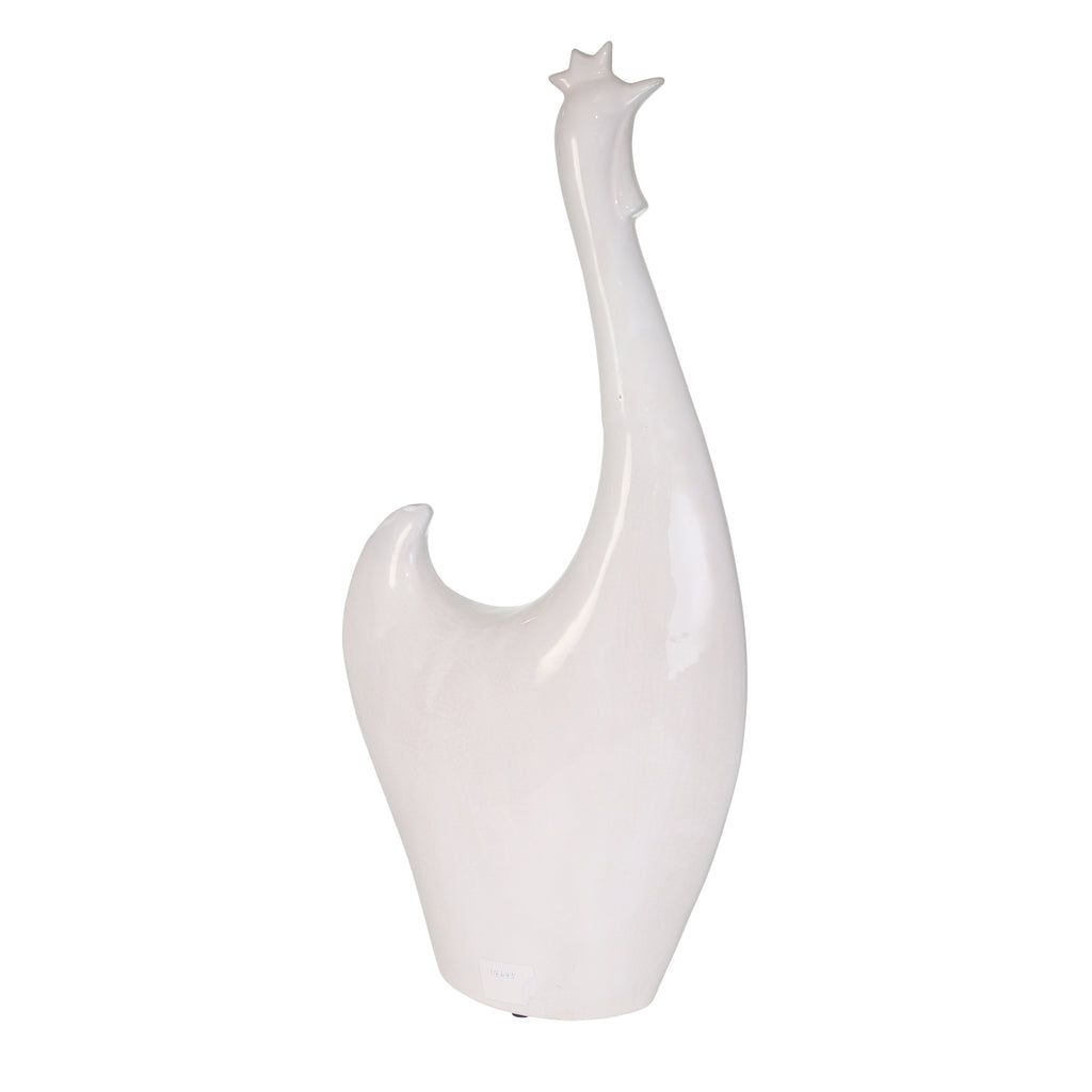 Ceramic 25" Rooster, White - ReeceFurniture.com