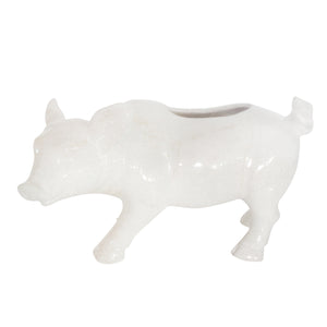 Ceramic 20" L Pig Planter, White - ReeceFurniture.com