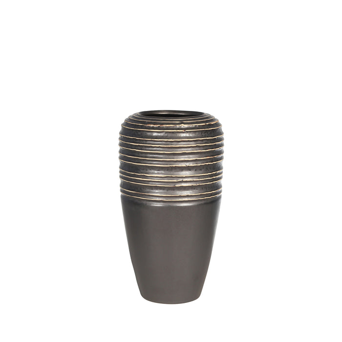 Ceramic 12" Vase, Gray