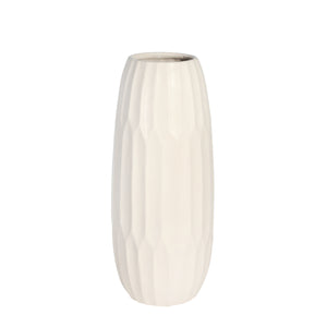 Ceramic 14" Vase , White - ReeceFurniture.com