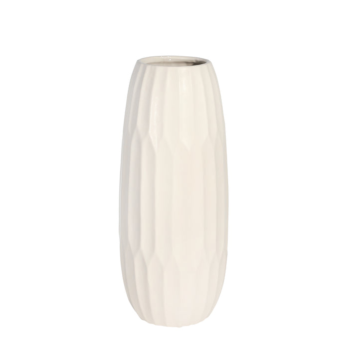 Ceramic 14" Vase , White