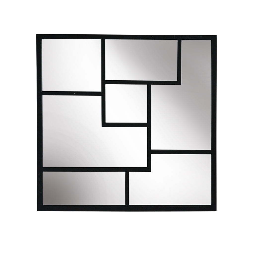 Metal Frame 28" Wall Mirror ,Black - Wb - ReeceFurniture.com