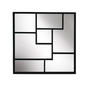 Metal Frame 28" Wall Mirror ,Black - Wb - ReeceFurniture.com