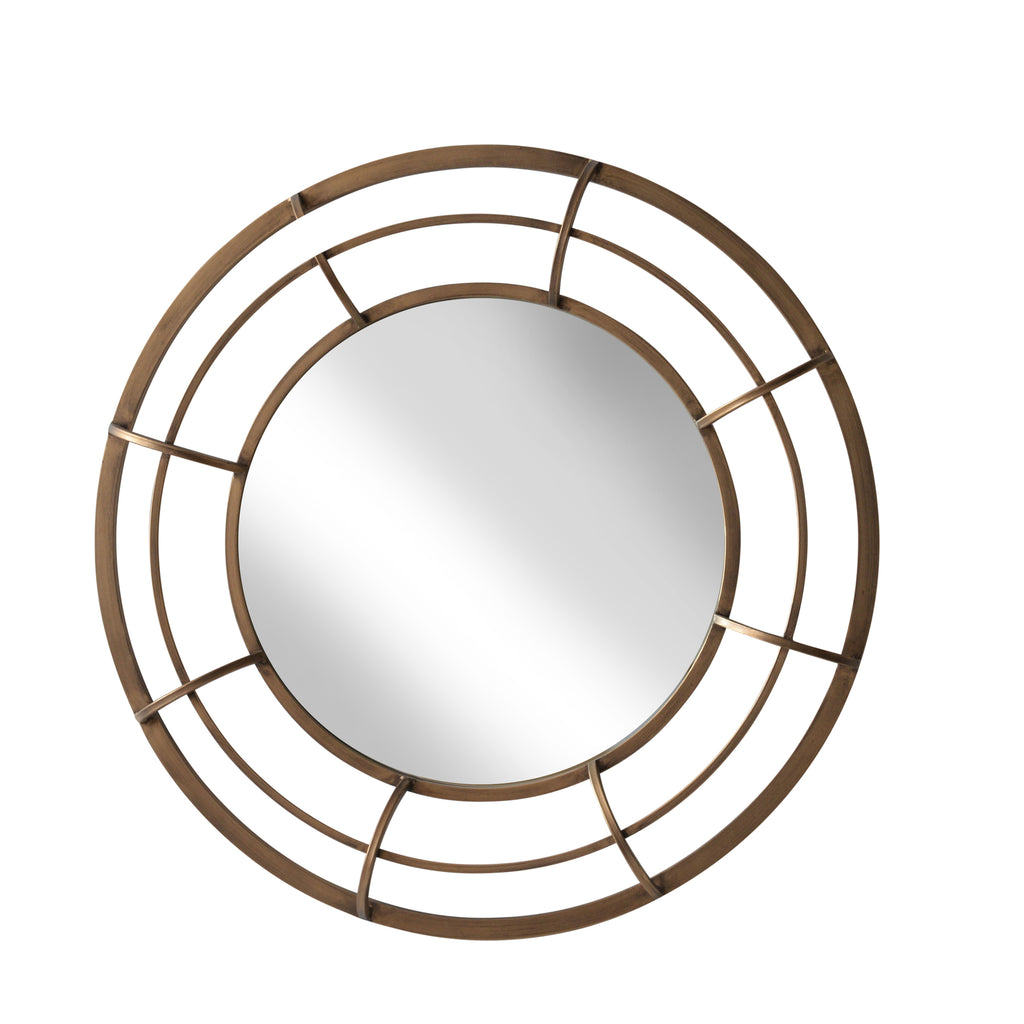 Metal Frame 28" Wall Mirror ,Gold - Wb - ReeceFurniture.com
