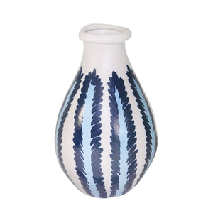 Ceramic 13" Vase Blue/White Stripe - ReeceFurniture.com