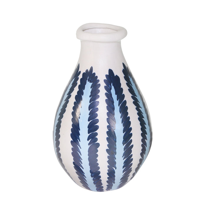 Ceramic 13" Vase Blue/White Stripe