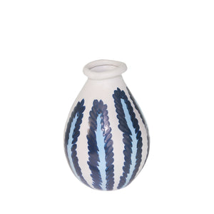 Ceramic 10" Vase Blue/White Stripe - ReeceFurniture.com
