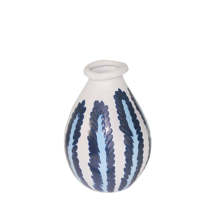 Ceramic 10" Vase Blue/White Stripe