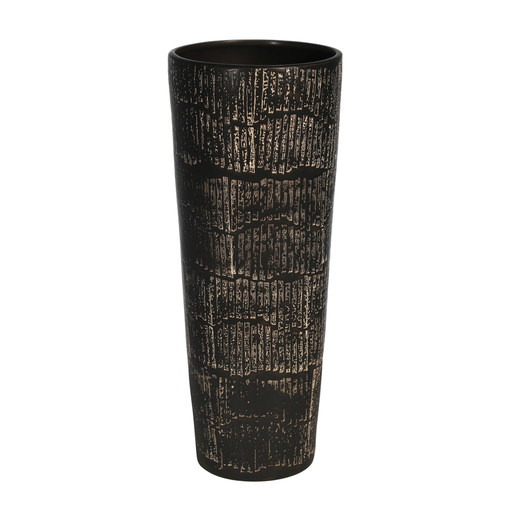 Ceramic 19" Vase, Antique Black - ReeceFurniture.com