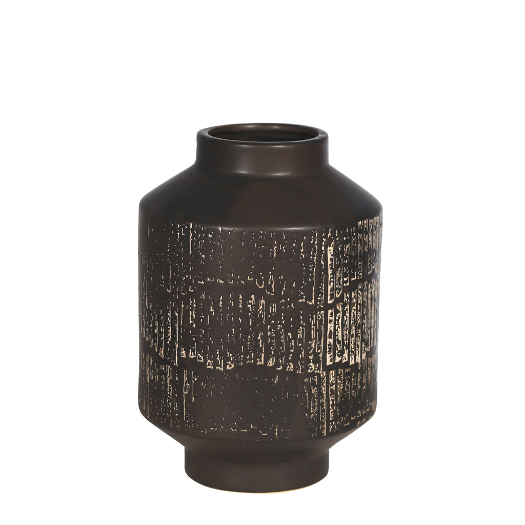 Ceramic 10" Vase, Antique Black - ReeceFurniture.com