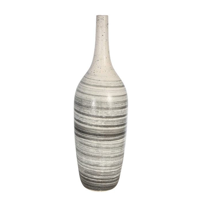 Ceramic 22" Vase, White/Gray