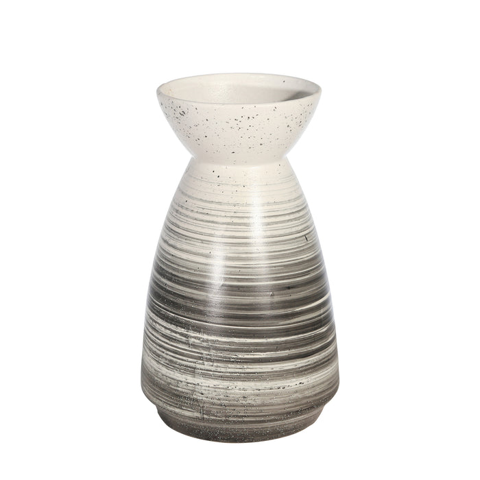 Ceramic 12" Vase, White/Gray