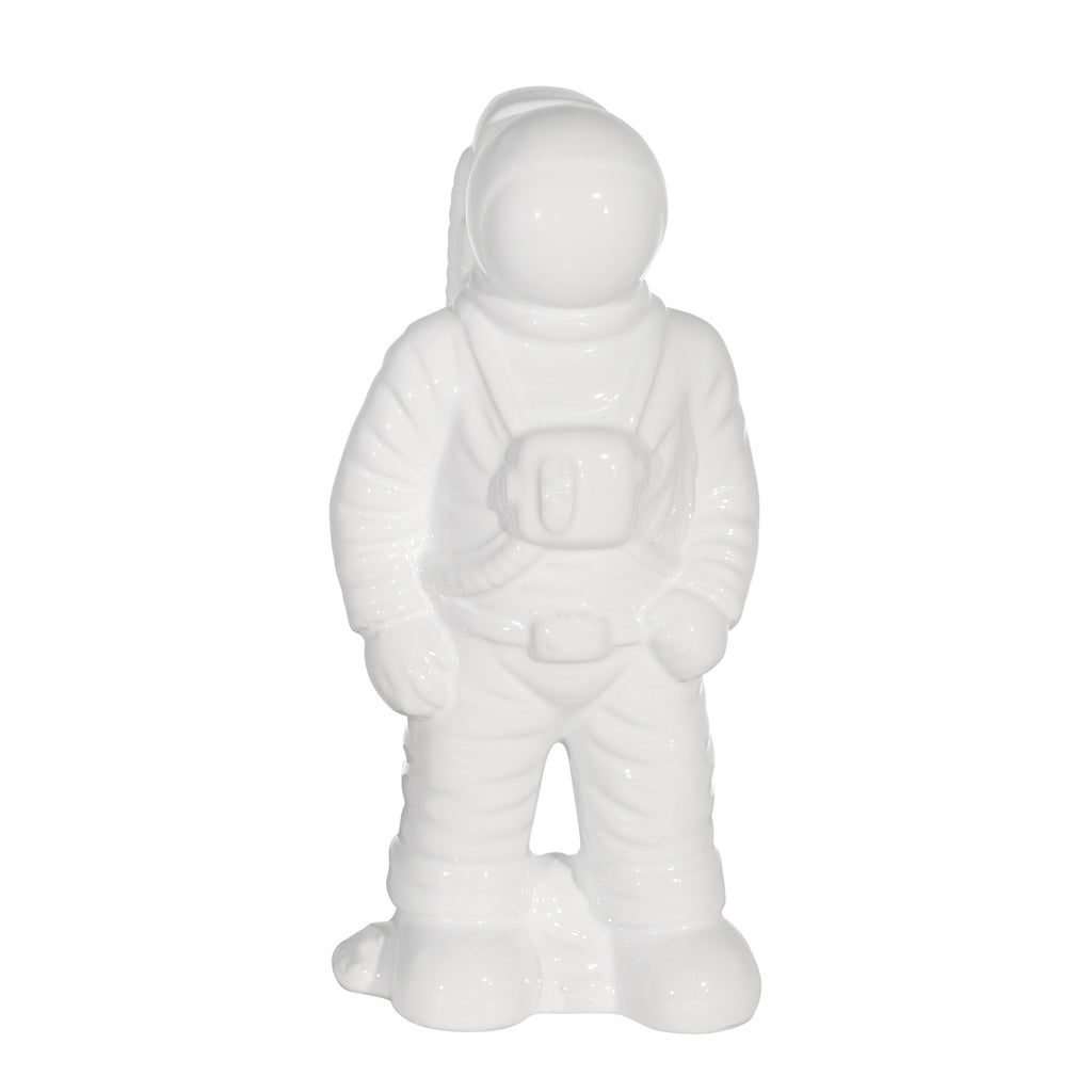 Ceramic 12" Astronaut Statuette, White - ReeceFurniture.com