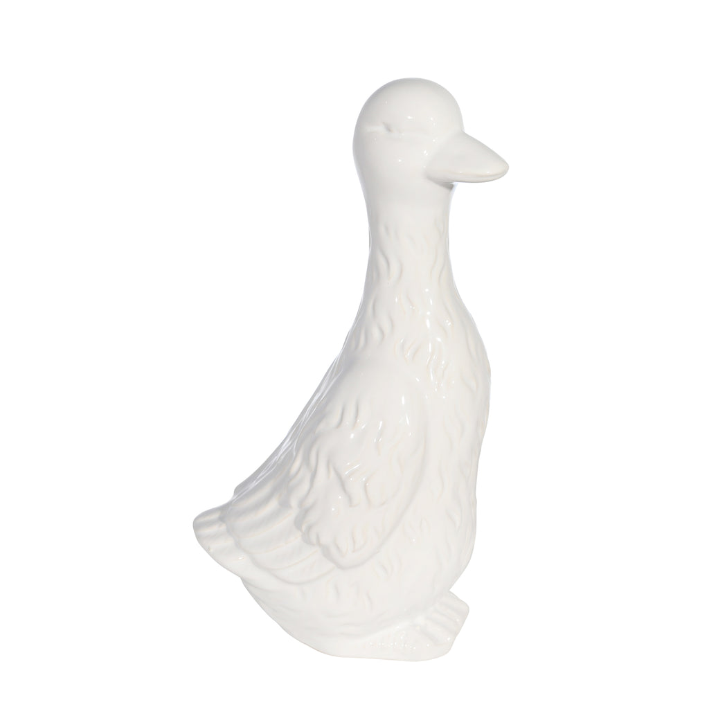 Ceramic 12" Duck, White - ReeceFurniture.com