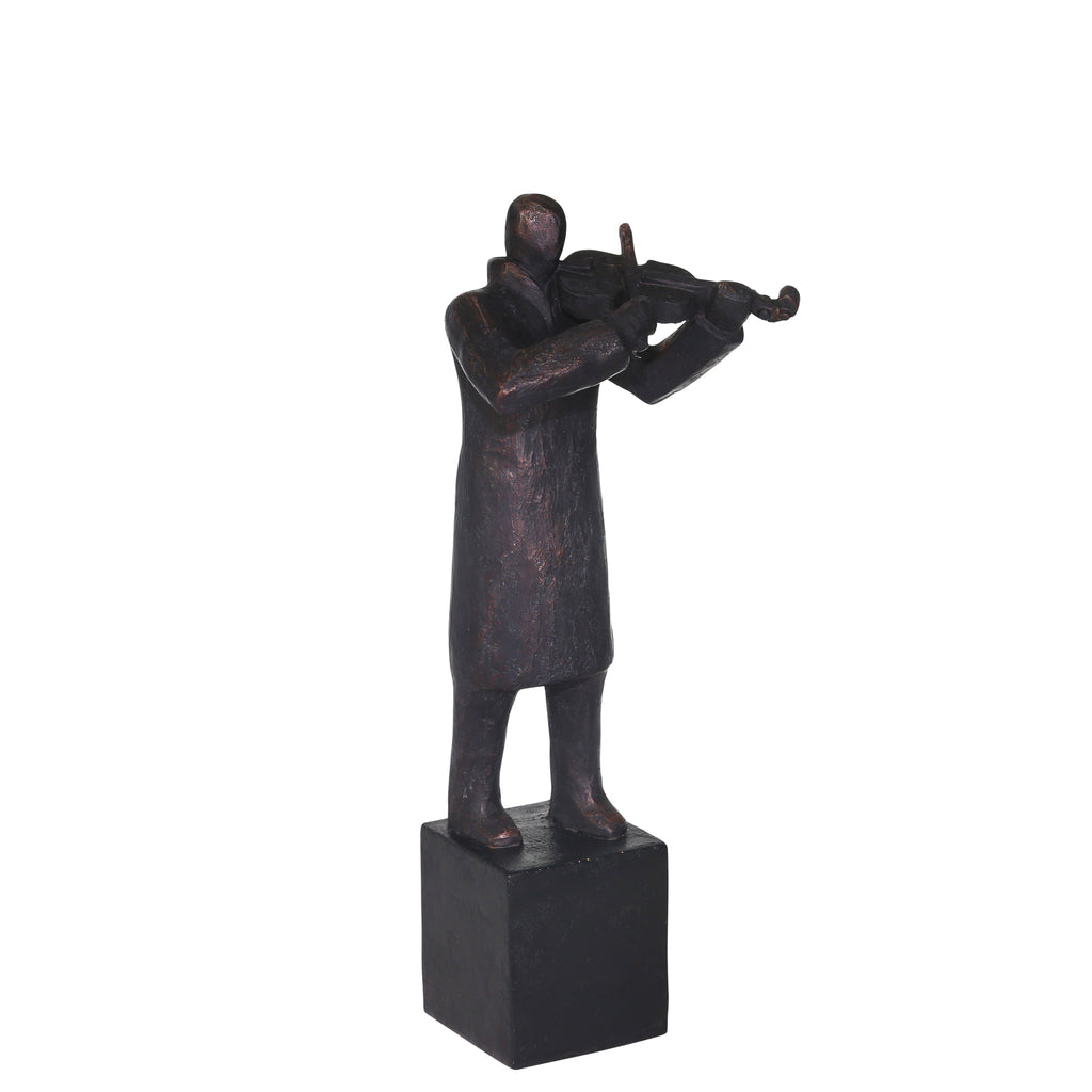 Resin 13" Violin Musician, Bronze - ReeceFurniture.com