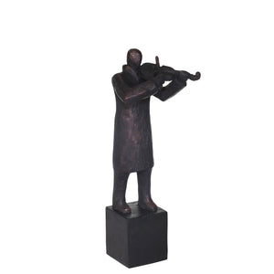 Resin 13" Violin Musician, Bronze - ReeceFurniture.com