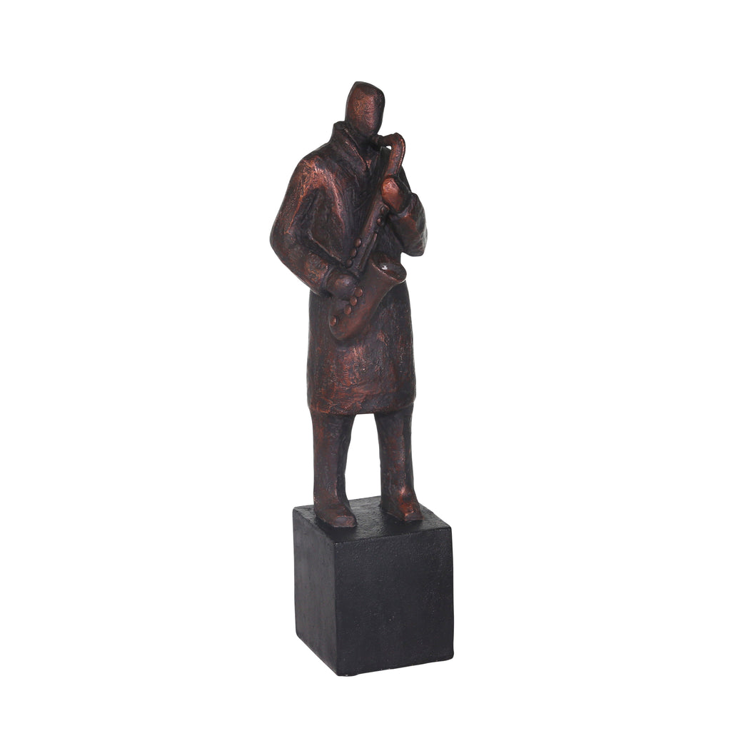 Resin 13" Saxophone Musician,Bronze - ReeceFurniture.com