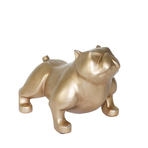 Resin 10"L Bulldog, Gold - ReeceFurniture.com