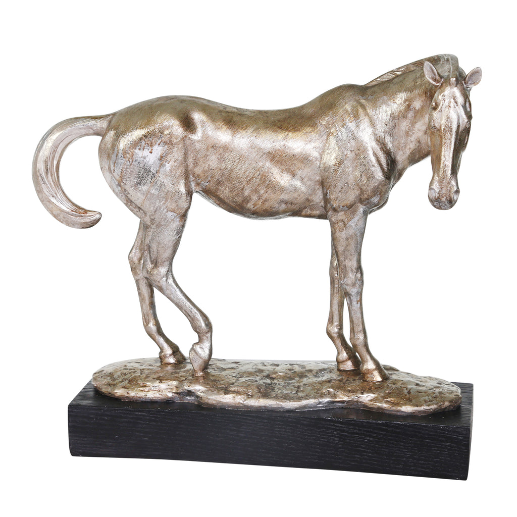 Resin 15 Horse Decoration, Silver - ReeceFurniture.com