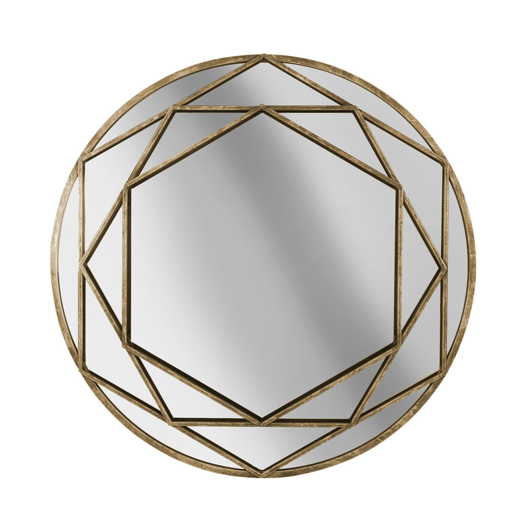 Metal Frame 32" Wall Mirror, Gold, Wb - ReeceFurniture.com