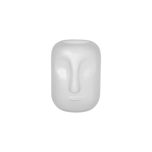 Glass 10" Face Vase, White - ReeceFurniture.com