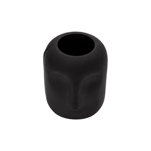 Glass 10" Face Vase, Black - ReeceFurniture.com