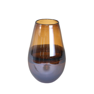 Glass, 9" Handmade Oval Vase,Brown - ReeceFurniture.com