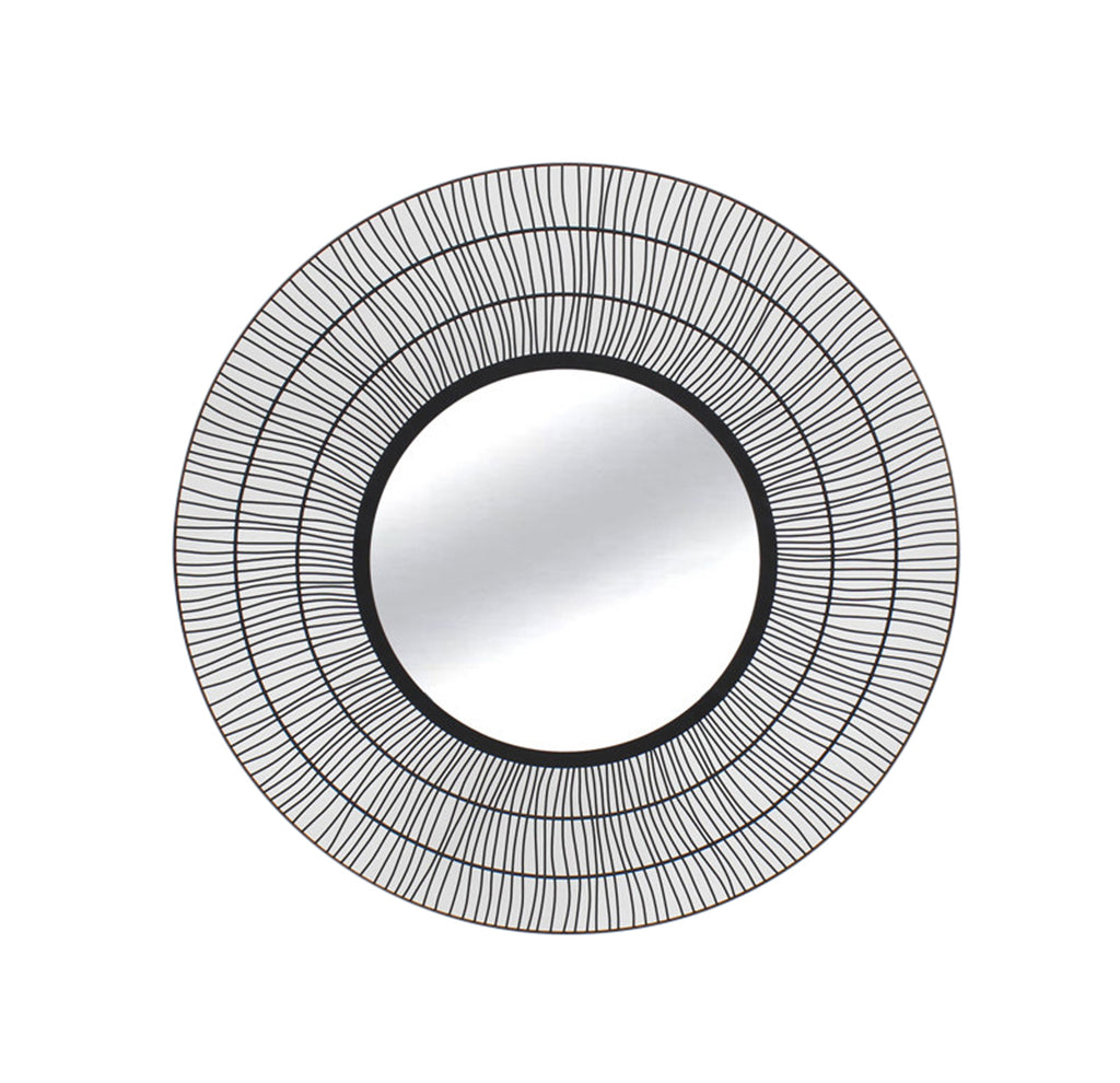 Metal Wire Frame 31" Wall Mirror, Black - Wb - ReeceFurniture.com