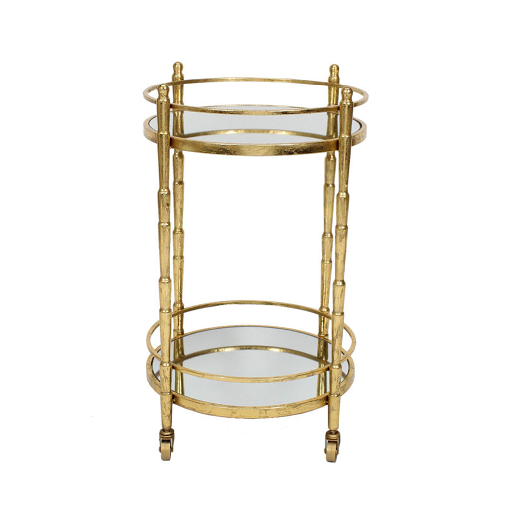 Metal 28" 2 Tier Bar Cart, Gold - ReeceFurniture.com