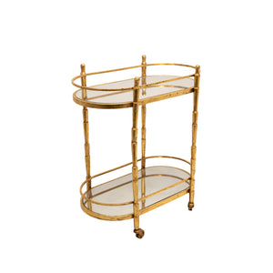 Metal 28" 2 Tier Bar Cart, Gold - ReeceFurniture.com