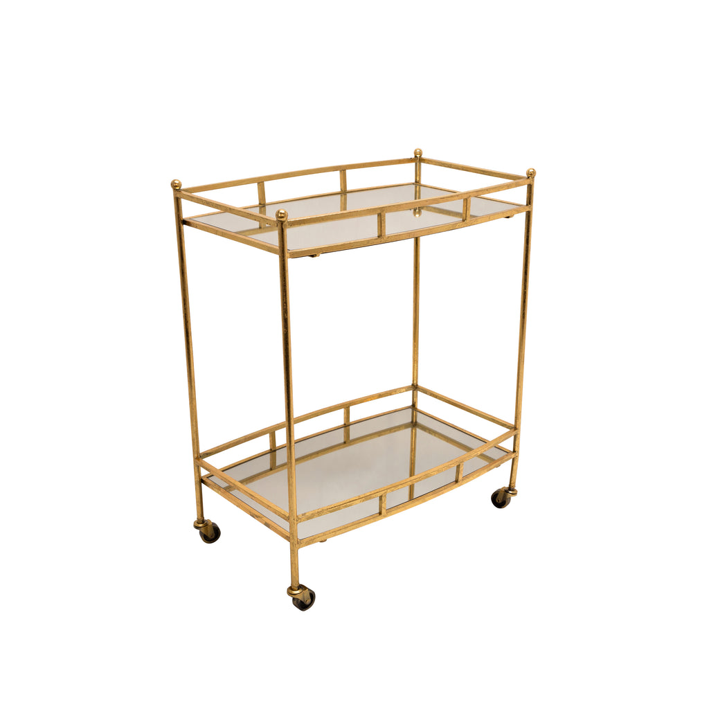 Metal 28" 2 Tier Bar Cart, Gold - ReeceFurniture.com