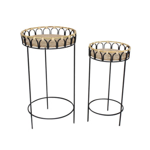 S/2 26/23"H Plant Stands, Brown - ReeceFurniture.com
