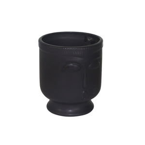 Ceramic 6" Face Vase W/Base, Black - ReeceFurniture.com