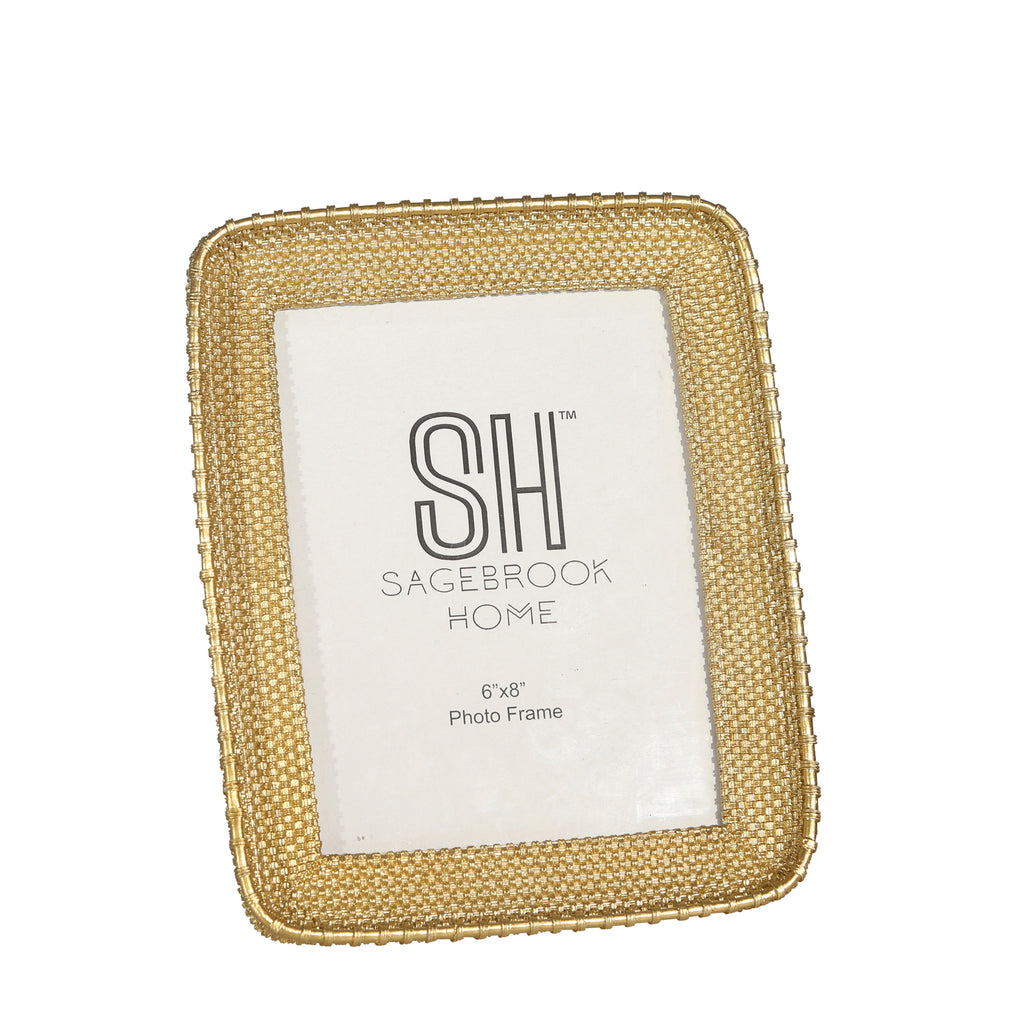 Resin, 8" Weave Patt Photo Frame, Gold - ReeceFurniture.com